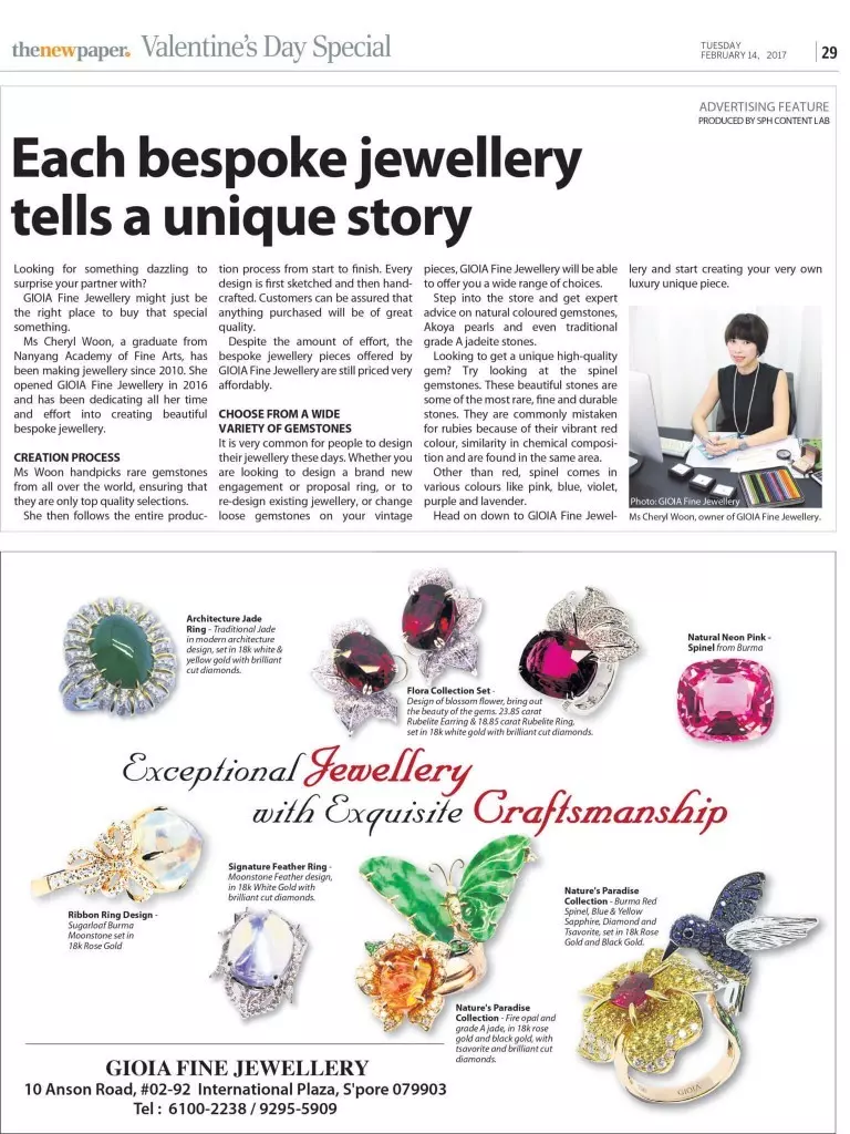 Highlights - Customised jewellery bespoke diamond gemstone jadeite in The New Paper Customised Jewellery Boutique shop in Singapore