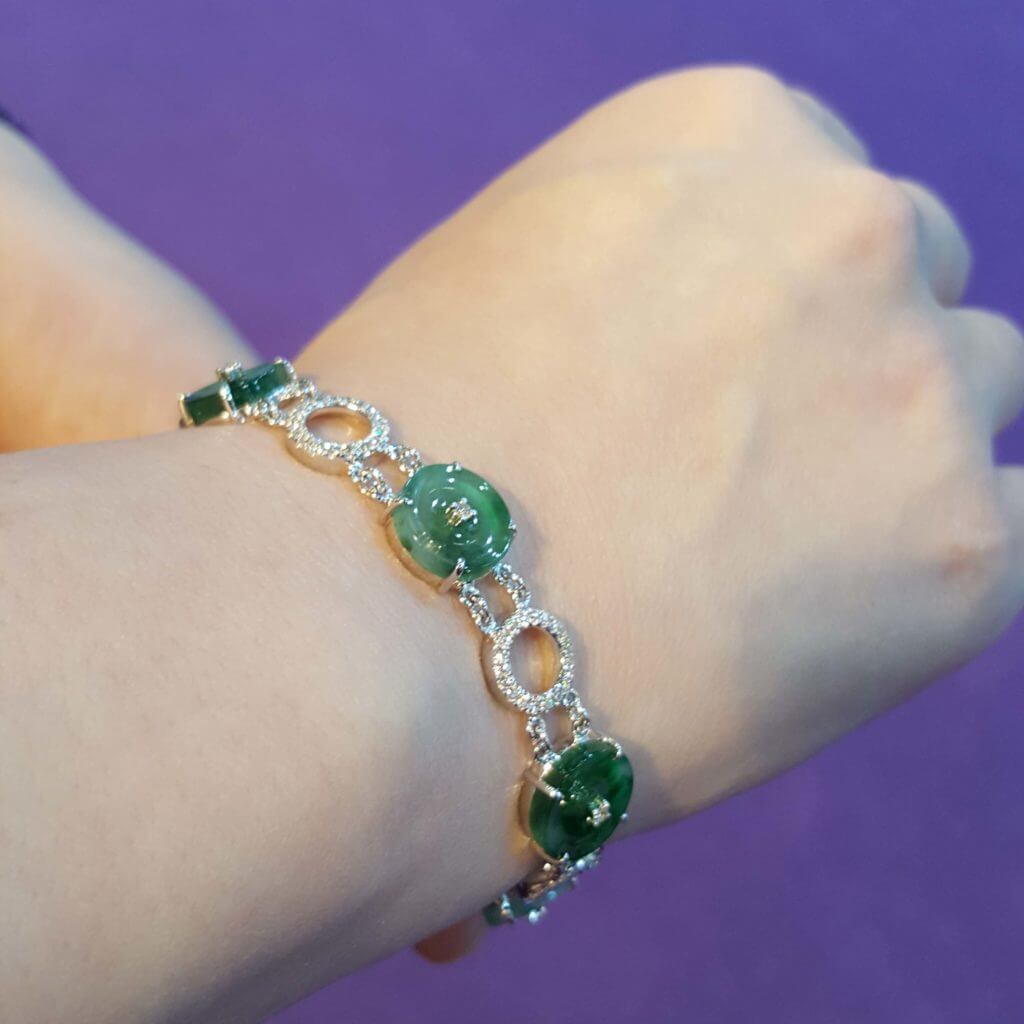 Custom made Oriental Green Jade Bracelet in Singapore