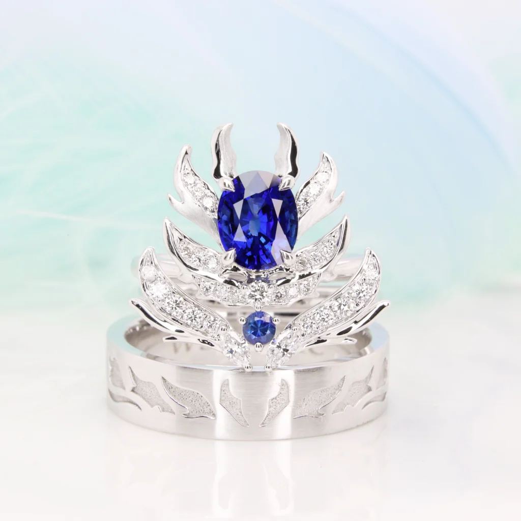 Monster Hunter - Stackable Sapphire And Diamond Ring - Custom Wedding Rings with Sapphire