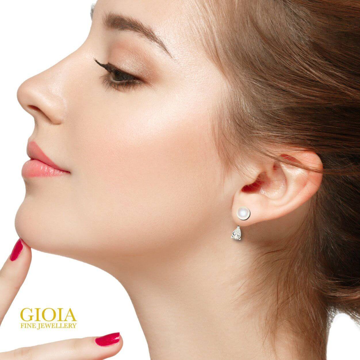 custom made diamond and pearl earring