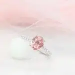 Padparadcha Sapphire Engagement Ring with Diamond customised gemstone engagement ring in singapore