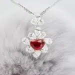 Burma Ruby Gemstone Vivid Pigeon Blood in Heart Shape Necklace
