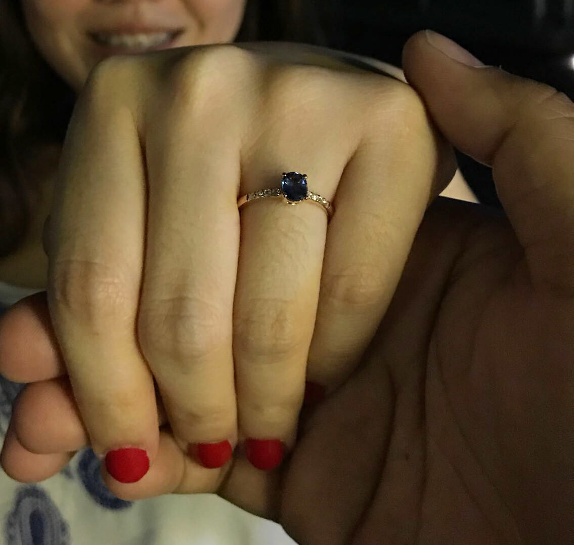 Blue Sapphire Wedding Proposal Ring - Custom made wedding engagement ring with coloured gemstone | Local Singapore customised Jewellery