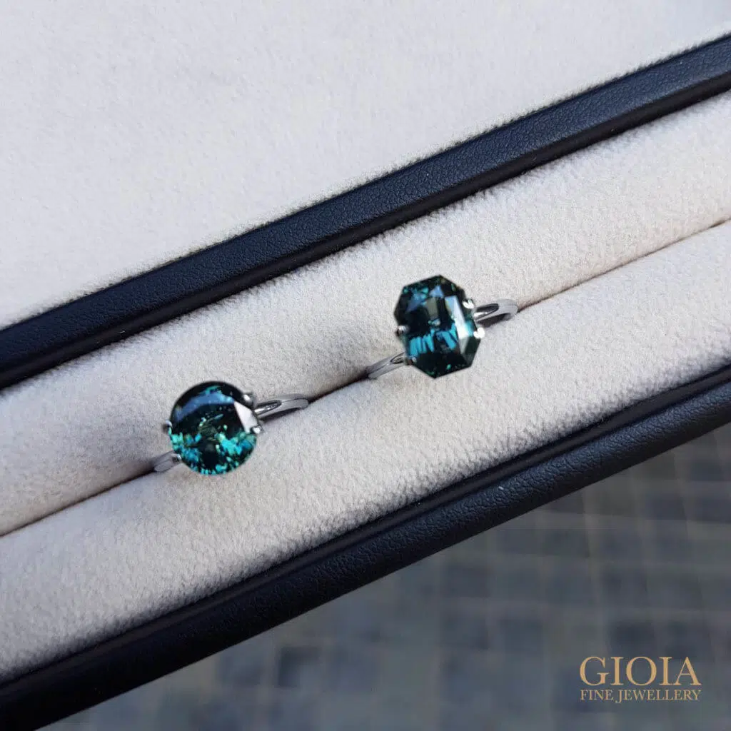 Green Blue Sapphire Gemstone | Rare coloured gemstone for wedding proposal ring - customised engagement ring | Local Singapore Jeweller