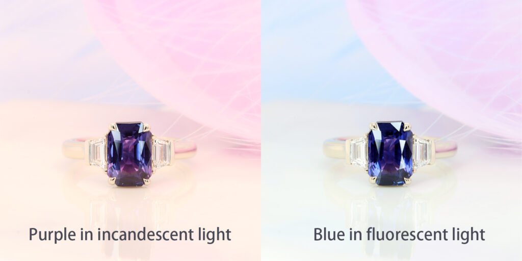 Colour Change Sapphire Gemstone custom made design jewellery with sapphire gemstone