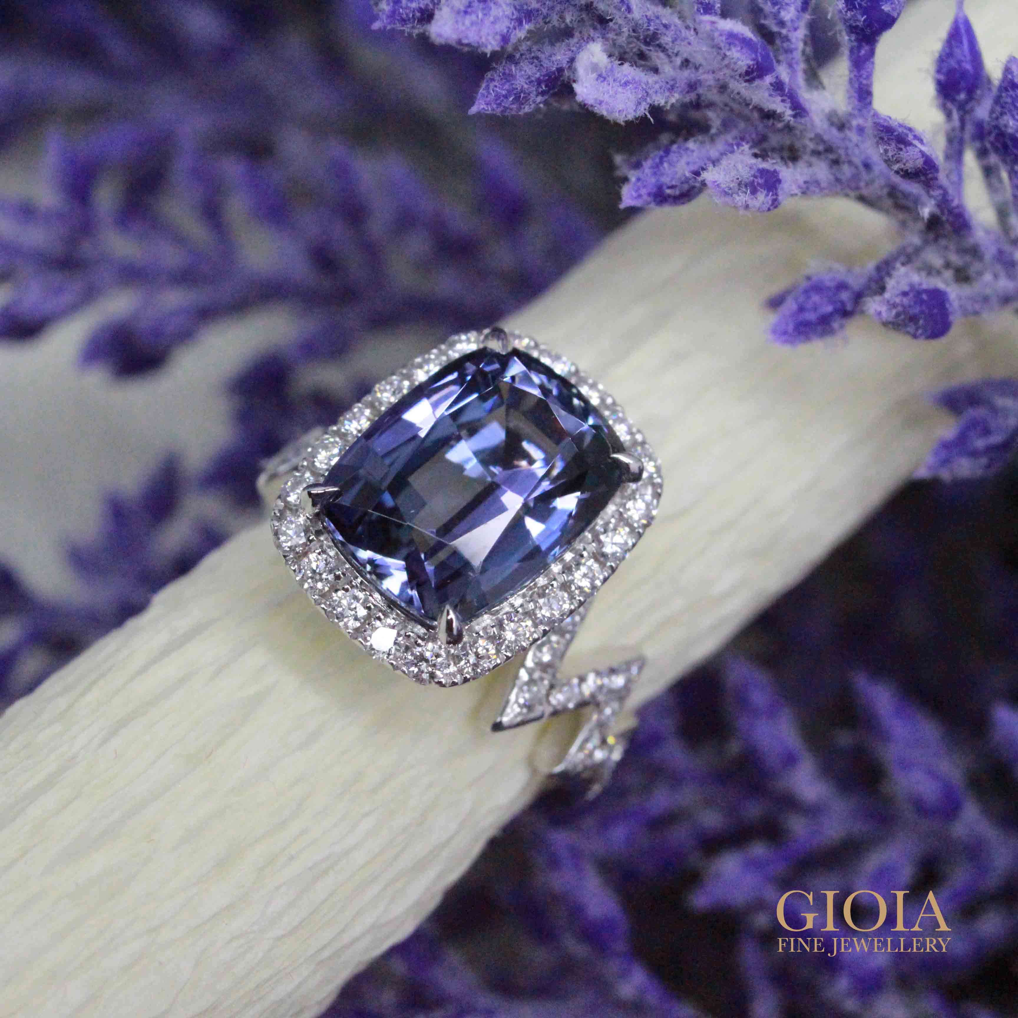 Tanzanite gemstone Halo Zig-zag Ring - Fun cocktail ring to wear? set in unique halo diamond ring | Local Singapore Trusted Customised Jeweller