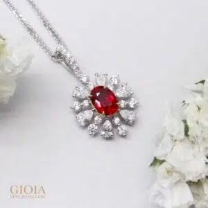 Pigeon Blood Ruby Pendant - Customised unheated pigeon blood ruby with diamond | Local Singapore Trusted Jeweler