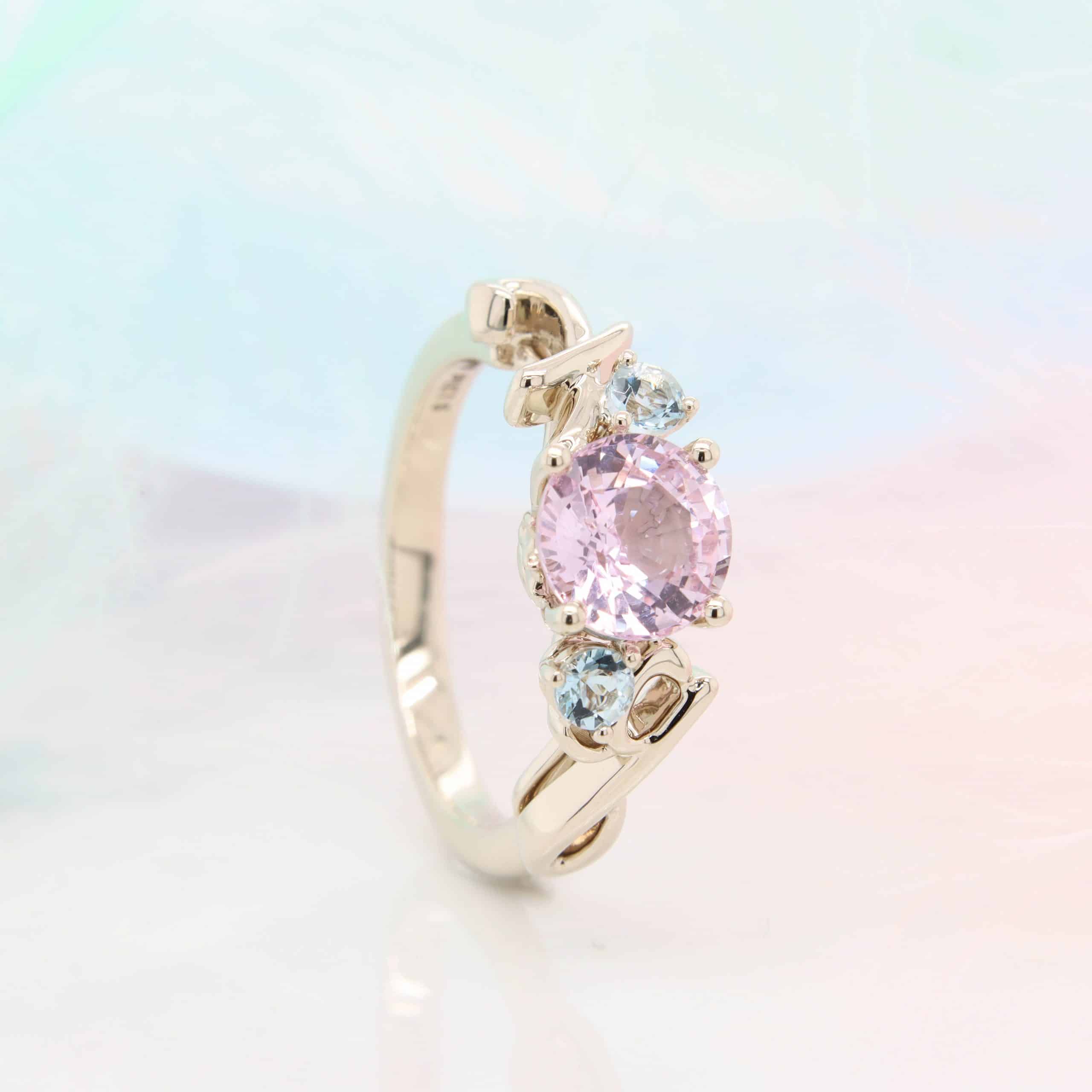 personalised ring with pink sapphire