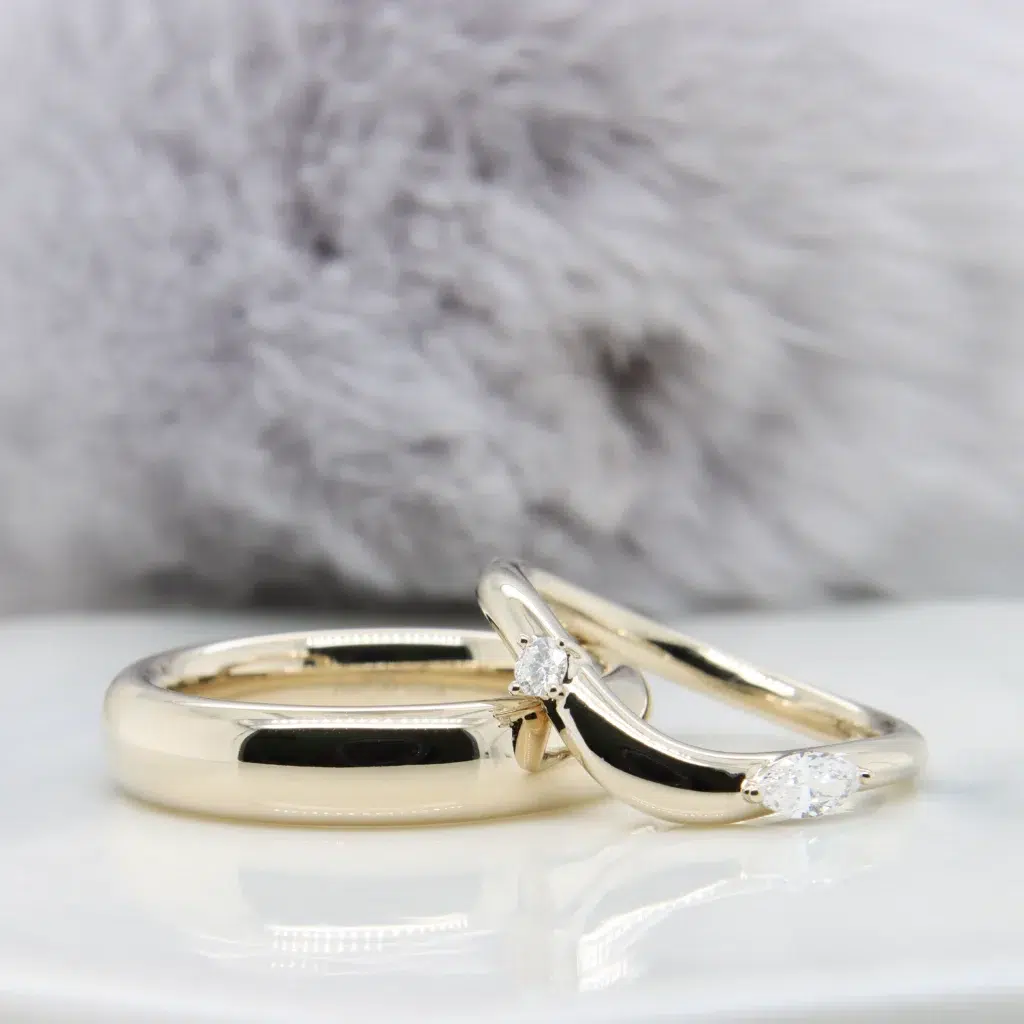 Champagne Gold Wedding Bands Custom Wedding Ring Alternative to Rose Gold and white gold