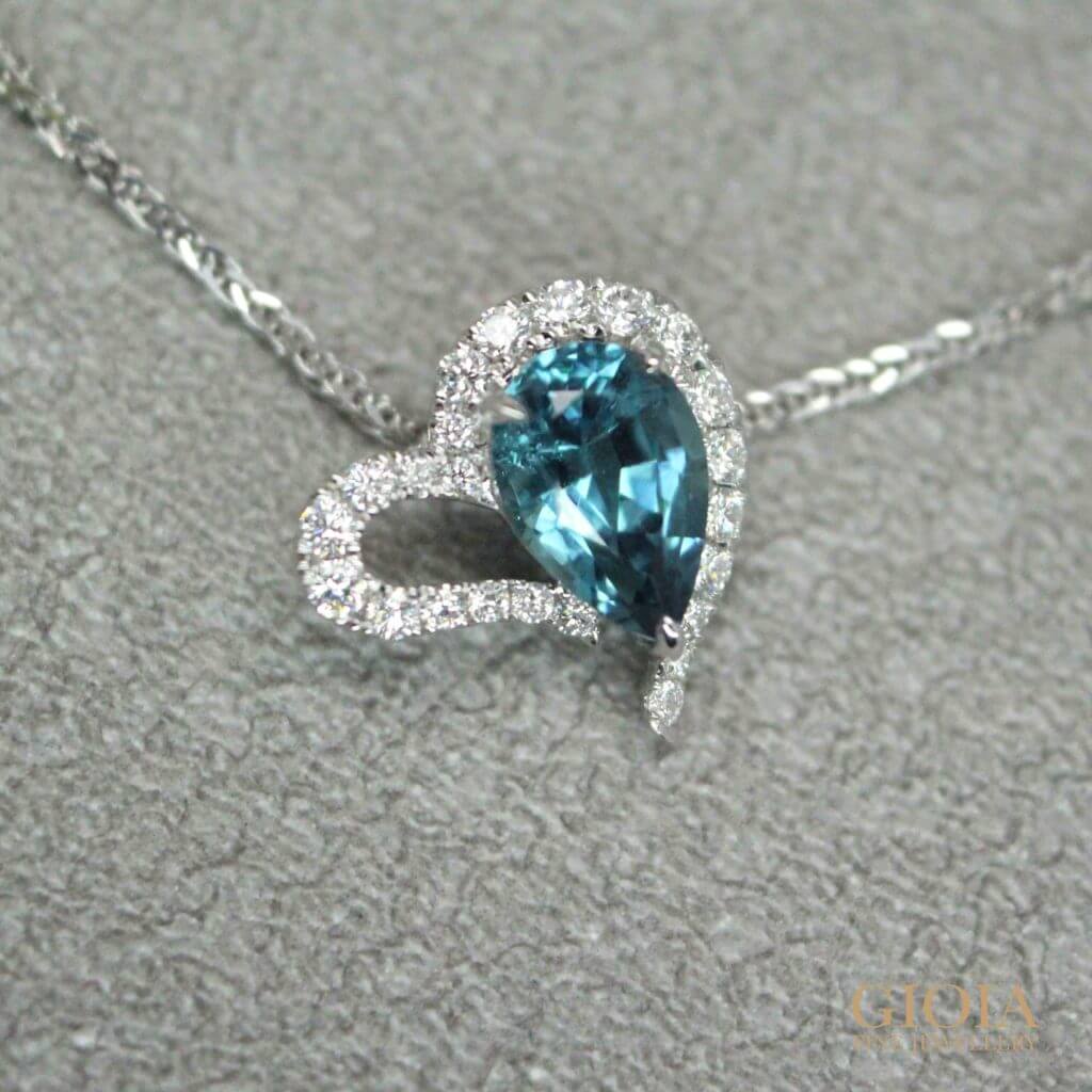Heart shaped blue indicolite tourmaline pendant - customised as a wedding jewellery gift | Customised Jewellery