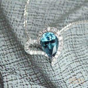 Heart shaped blue tourmaline pendant - customised as a wedding jewellery gift | Customised Jewellery