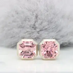 Pink Tourmaline Earring Asscher Geometric Modern Earring Stud in Singapore