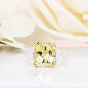 Yellow Sapphire with side Fancy Diamond Ring