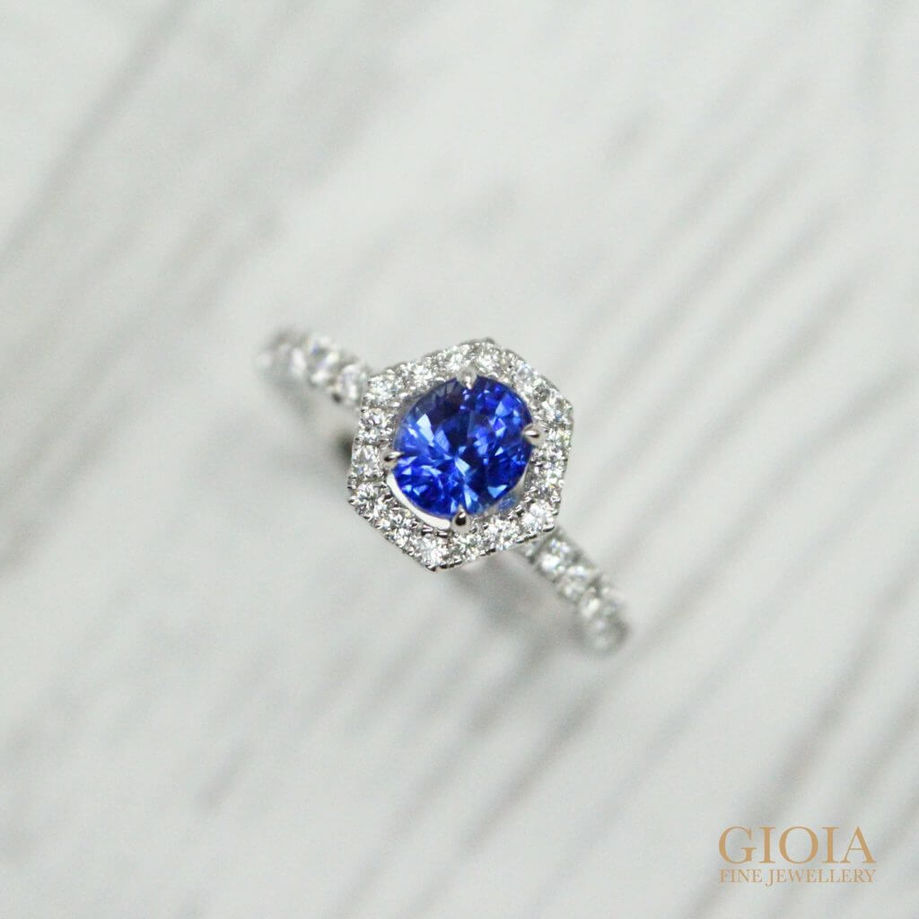 Blue sapphire unheated wedding engagement, customised for a unique wedding proposal - Customised with vivid blue coloured gemstone | Local Singapore customised jeweller in wedding jewellery