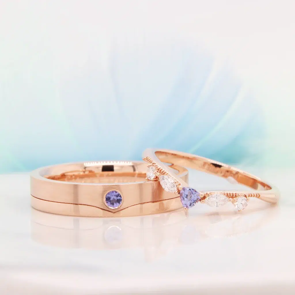 custom wedding band design stacking to wedding ring in Singapore 