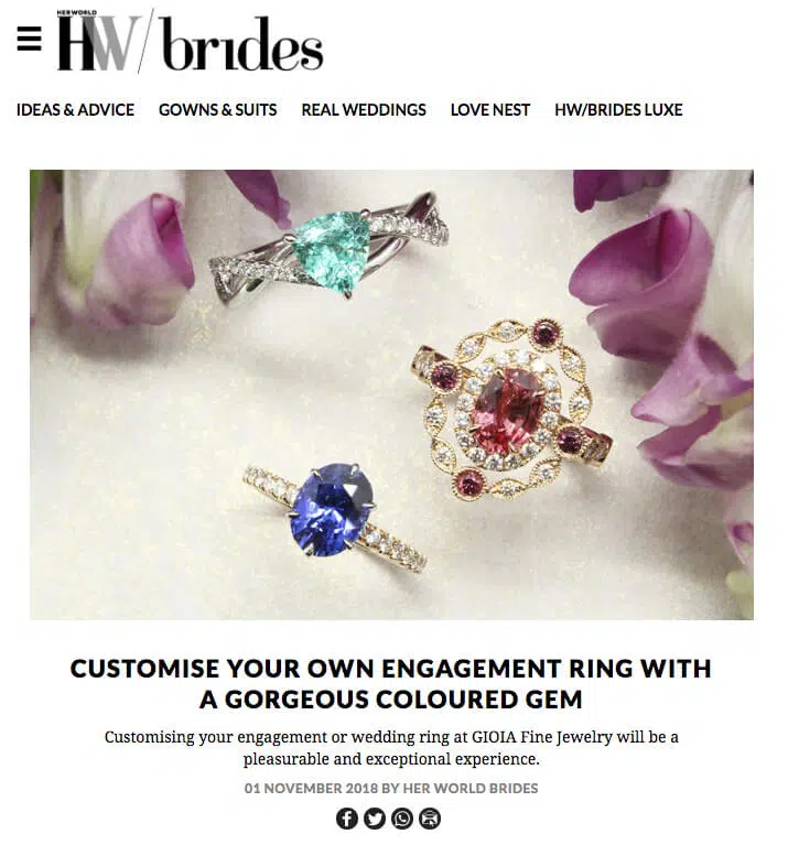 Customised Wedding Engagement Ring with coloured gemstone from sapphire, ruby, emerald to paraiba tourmaline and spinel | Local Singapore bespoke jeweller in wedding jewellery Customised Wedding Engagement Ring with coloured gemstone from sapphire, ruby, emerald to paraiba tourmaline and spinel | Local Singapore bespoke jeweller in wedding jewellery