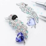 Customised Fine jewellery Parrot Pendant Diamond with tanzanite coloured gemstone, spinel and paraiba tourmaline | Local Singapore Private designer bespoke fine jeweller in Customised luxury jewellery