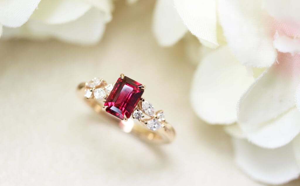 Customised Red Spinel Ring customised for a unique birthday - Red spinel coloured gemstone | Local Singapore Private Jewellery in customised coloured gemstone 