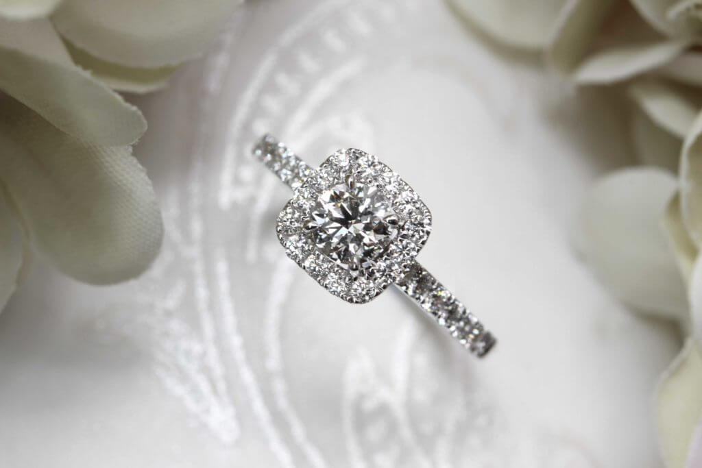 Diamond Ring w halo diamond around from existing diamond ring in prone setting to classic halo diamond ring | Local Singapore Customised in diamond jewellery