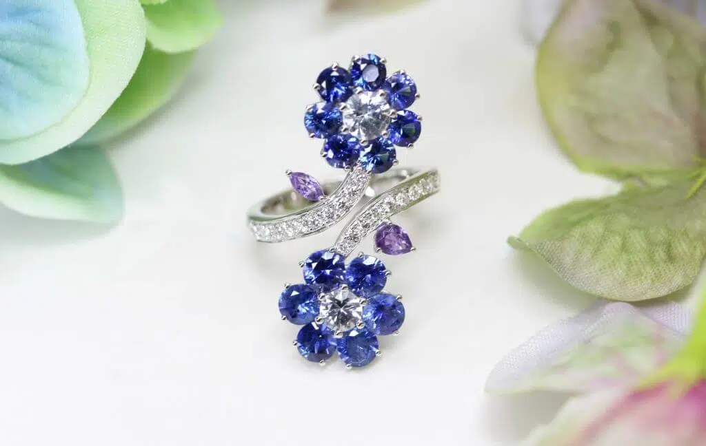 Custom Flora Jewellery Ring with Multi-coloured Sapphires