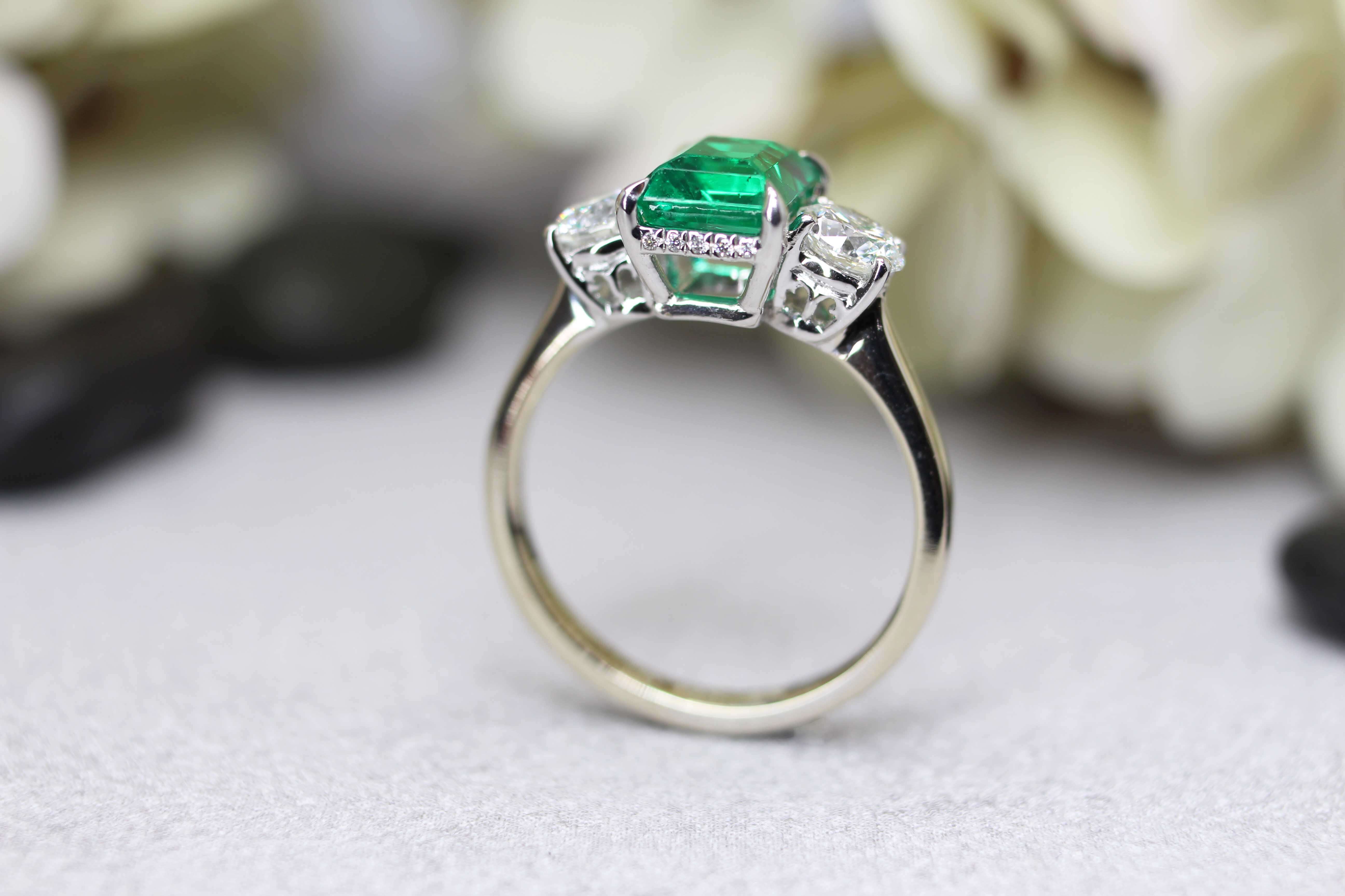 Heirloom Emerald Triology Diamond Ring Side, customised heirloom jewellery from existing vintage jewellery | Local Singapore Jewellery in customised jewellery