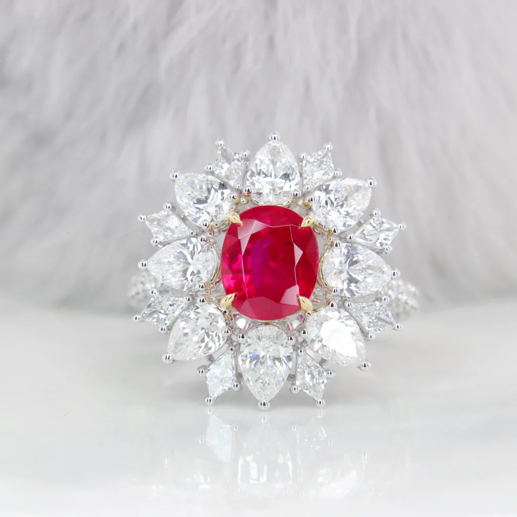 Burma Ruby Ring Diamond High Jewelry Pigeon Blood Unheated 