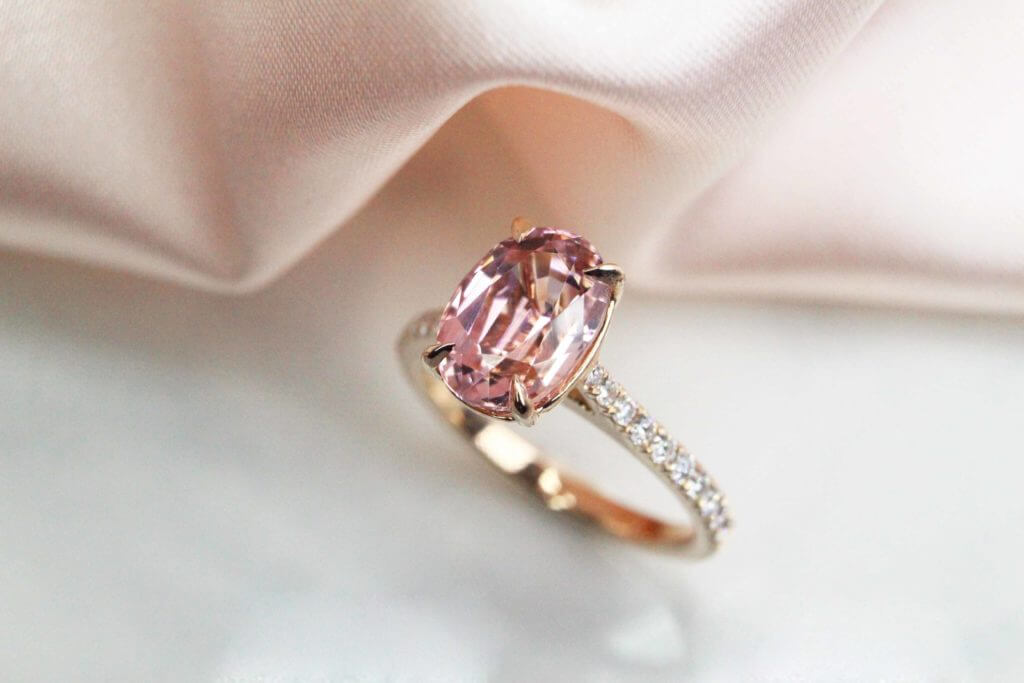 Pink Tourmaline Proposal Ring Customised Engagement Proposal Ring With Colour Gemstone 