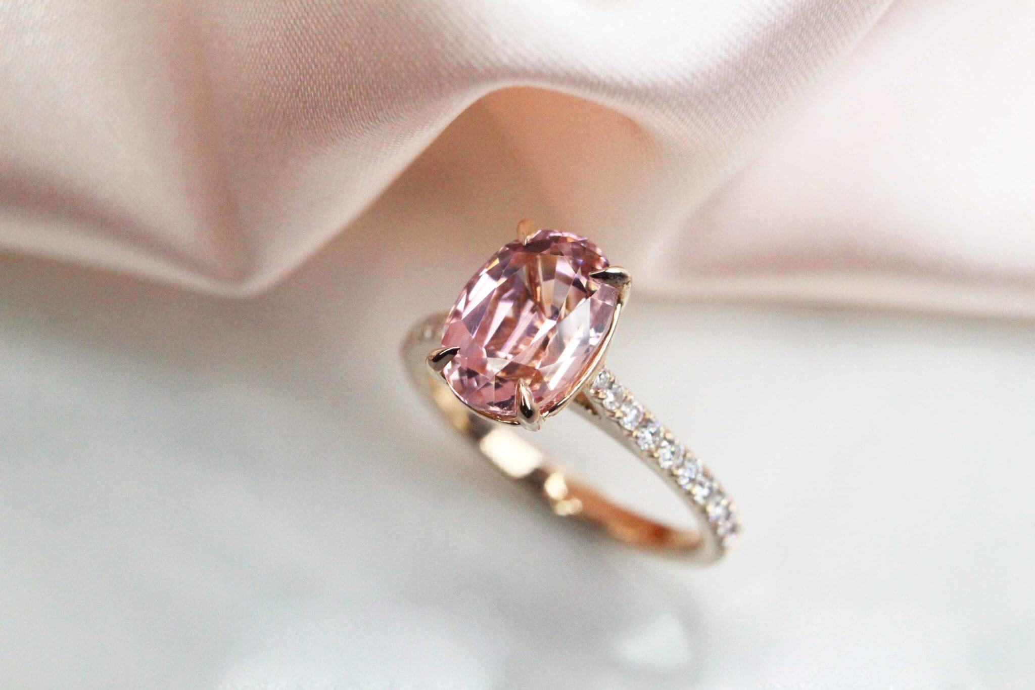 Pink Tourmaline Proposal Ring - Customised Engagement Proposal Ring ...