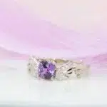 Violet Purple Sapphire Japan anime wings with Sakura Inspiration Proposal Ring