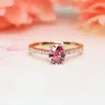 Padparadscha Sapphire Wedding Ring, customised unique design for wedding proposal - Customised Engagement Ring with orangy pink coloured gemstone, padparadscha sapphire | Local Singapore Jeweller in customised jewellery.