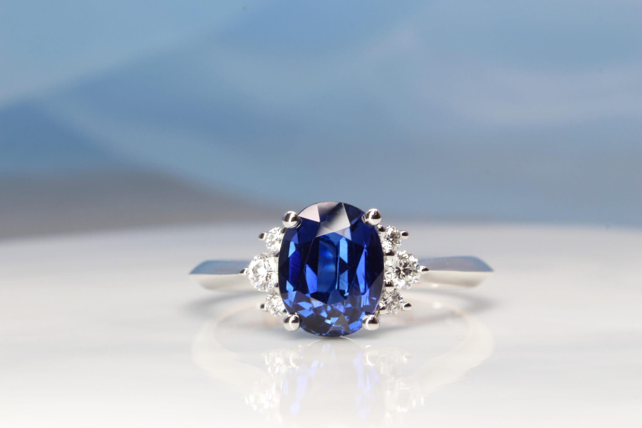 Alamina: Lab-Created Blue Sapphire Engagement Ring | Ken & Dana Design