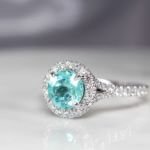 Customised electric blue or mint green Paraiba Tourmaline Proposal Ring - custom made to different classic yet stylish pieces of wedding jewellery | Local Singapore Jeweller in customised jewellery with paraiba tourmaline coloured gemstone