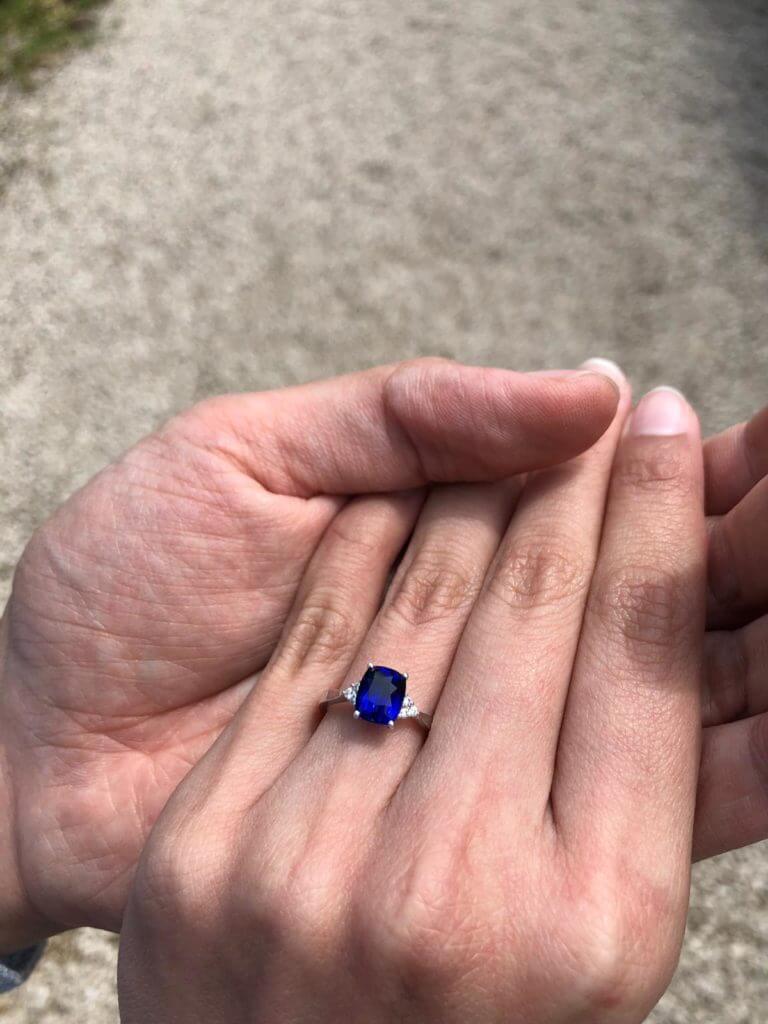 Royal Blue Sapphire vivid blue color - Custom Blue Sapphire Wedding Engagement Ring a slight violet hue | Singapore Jeweller Customised Wedding Ring Royal Blue.