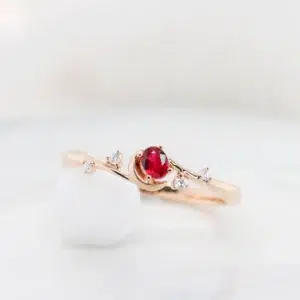 Ruby Moon and Star inspired Unique Proposal Ring Rose Gold in Singapore