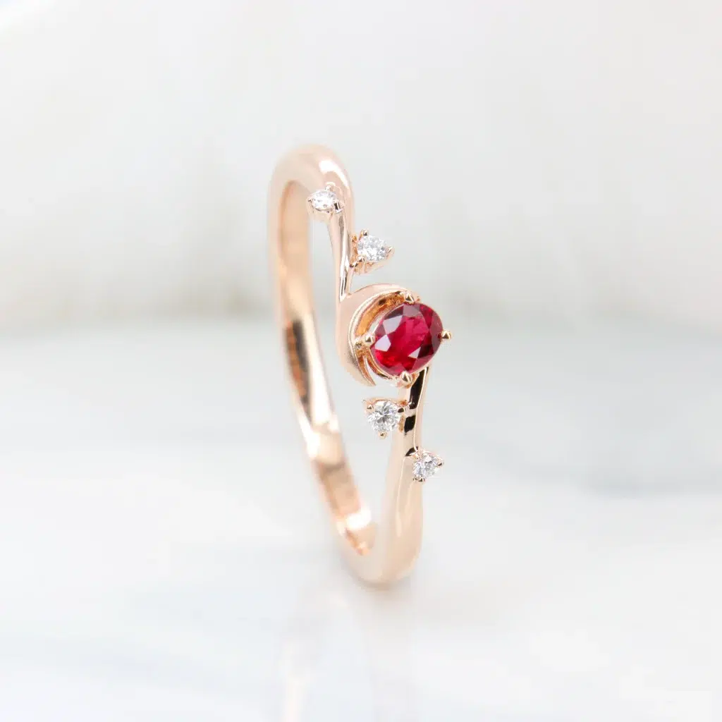 Personalised Proposal Ring with Ruby – Inspired by the Moon & Stars in Singapore by GIOIA Fine Jewellery