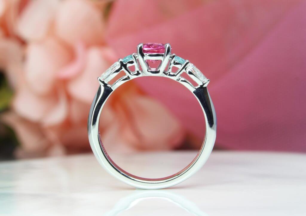 Pink Spinel Wedding Ring | Customised Gemstone Proposal Ring | Bespoke wedding ring pink spinel & coloured gemstone for Customised Wedding Jewellery Singapore.