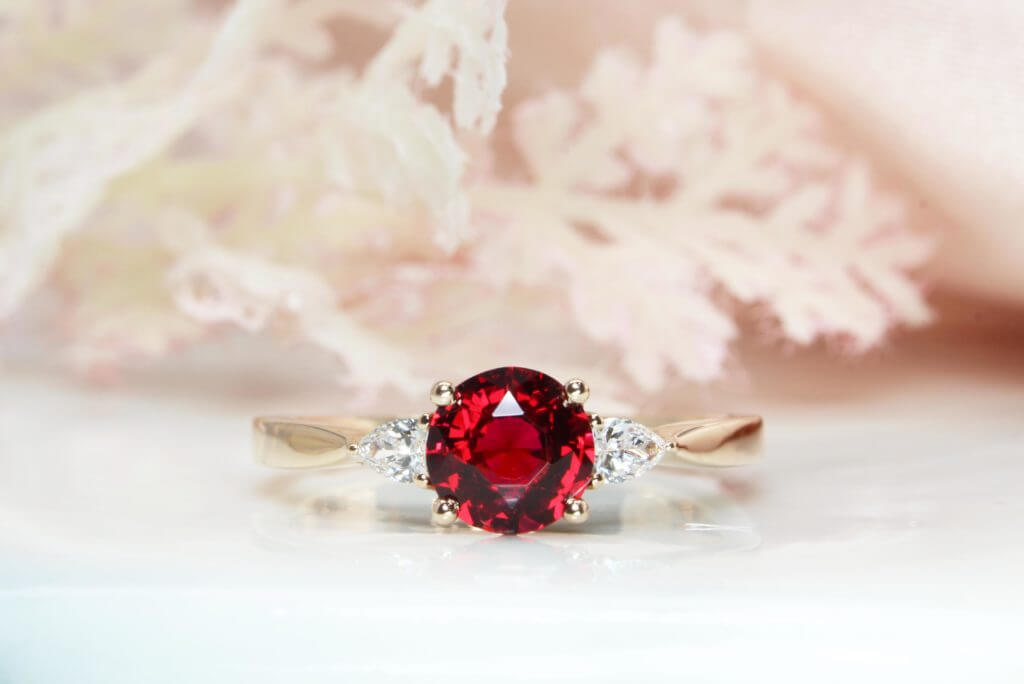 Customised Engagement Proposal Ring with Colour Gemstone