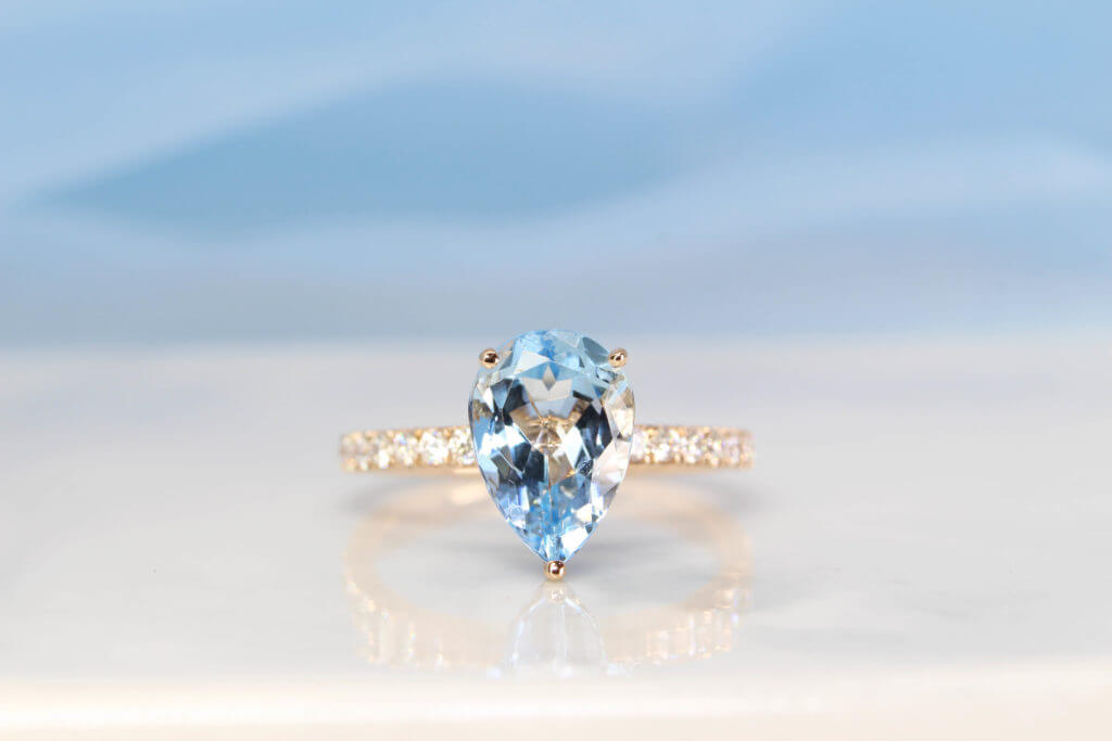 Aquamarine Ring - Engagement Ring - Family Birthstone Jewellery