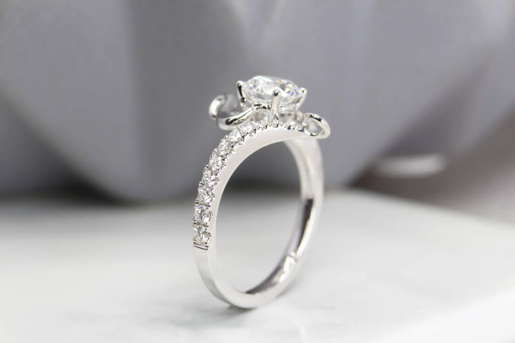 Custom Diamond Ring with a personalised touch customised engagement with round diamond - Singapore Customised Engagement Ring with diamond | Local Singapore Jeweller in Customised Jewellery