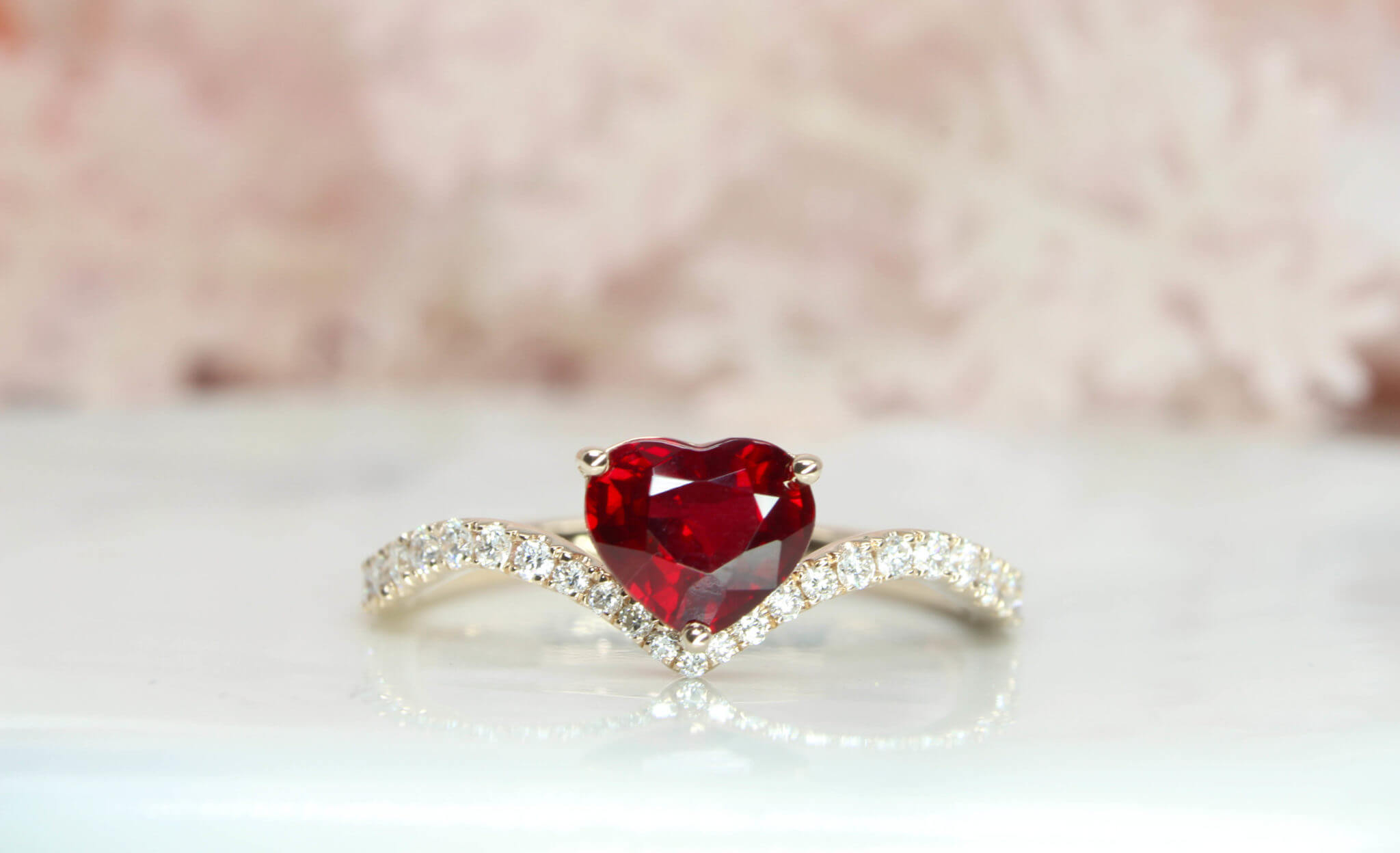 Heart shaped ruby ring sale