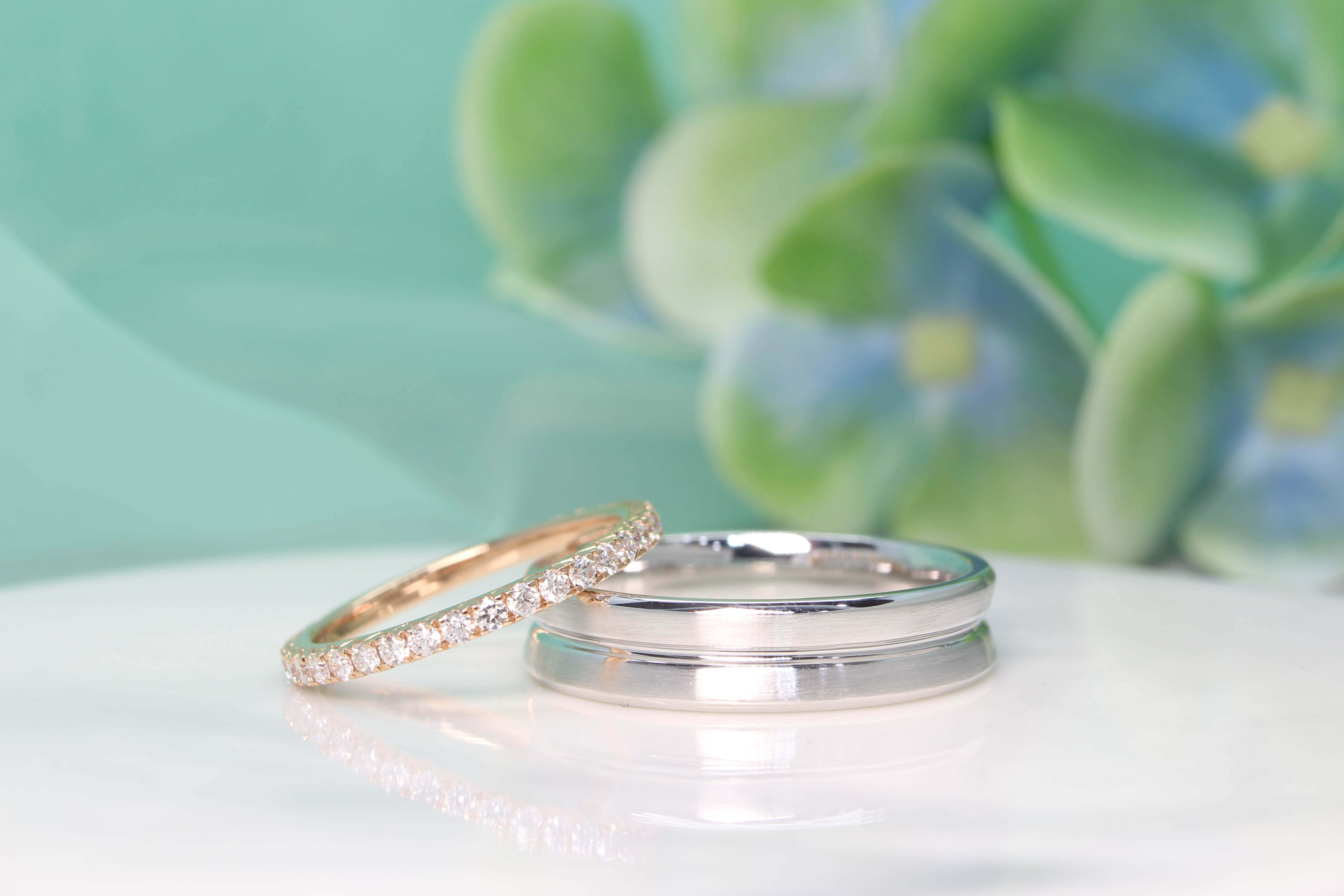Teal Sapphire Wedding Rings