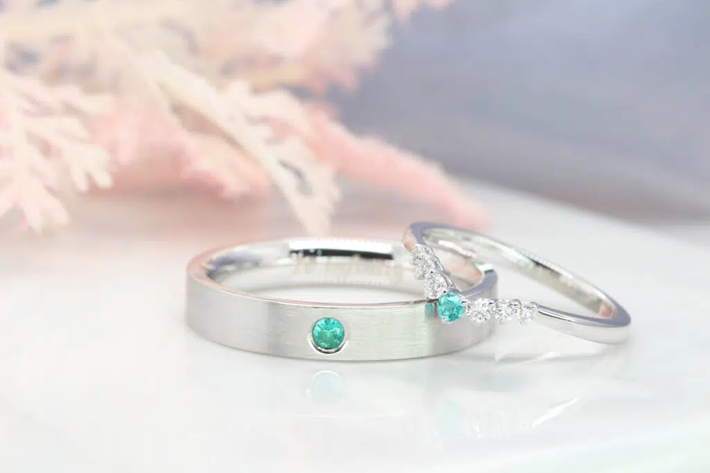 Paraiba Tourmaline Rings - Custom paraiba tourmaline wedding bands crafted with brazil paraiba tourmaline gemstone in Singapore