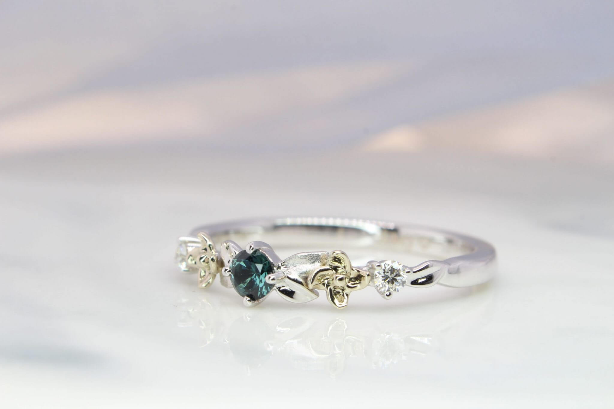 Wedding Rings - Teal Spinel - Customised Engagement Proposal Ring with ...