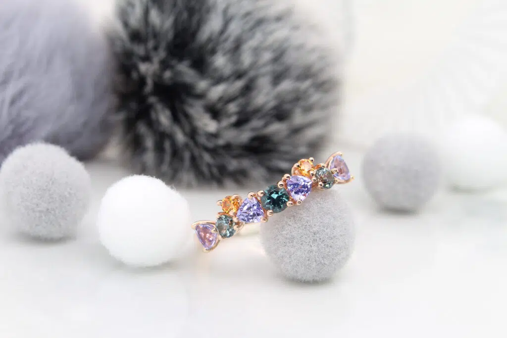 Birthstone Jewellery Personalised Design with coloured Gemstone ring