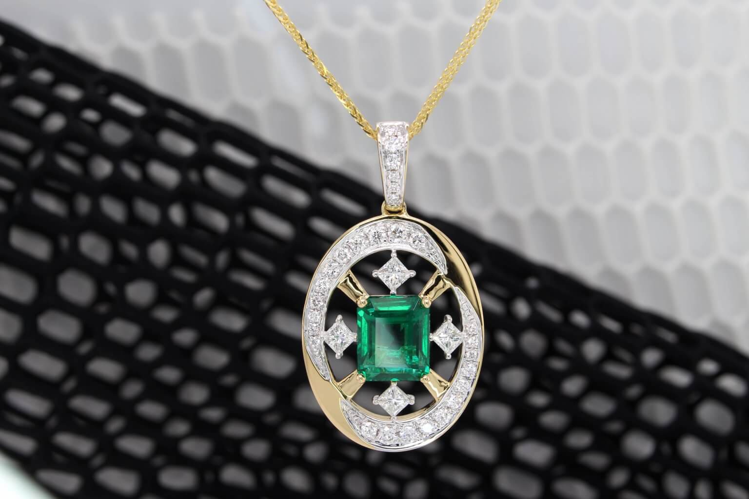 Emerald Catholic Pendant - fine jewelry with Emerald Gemstone