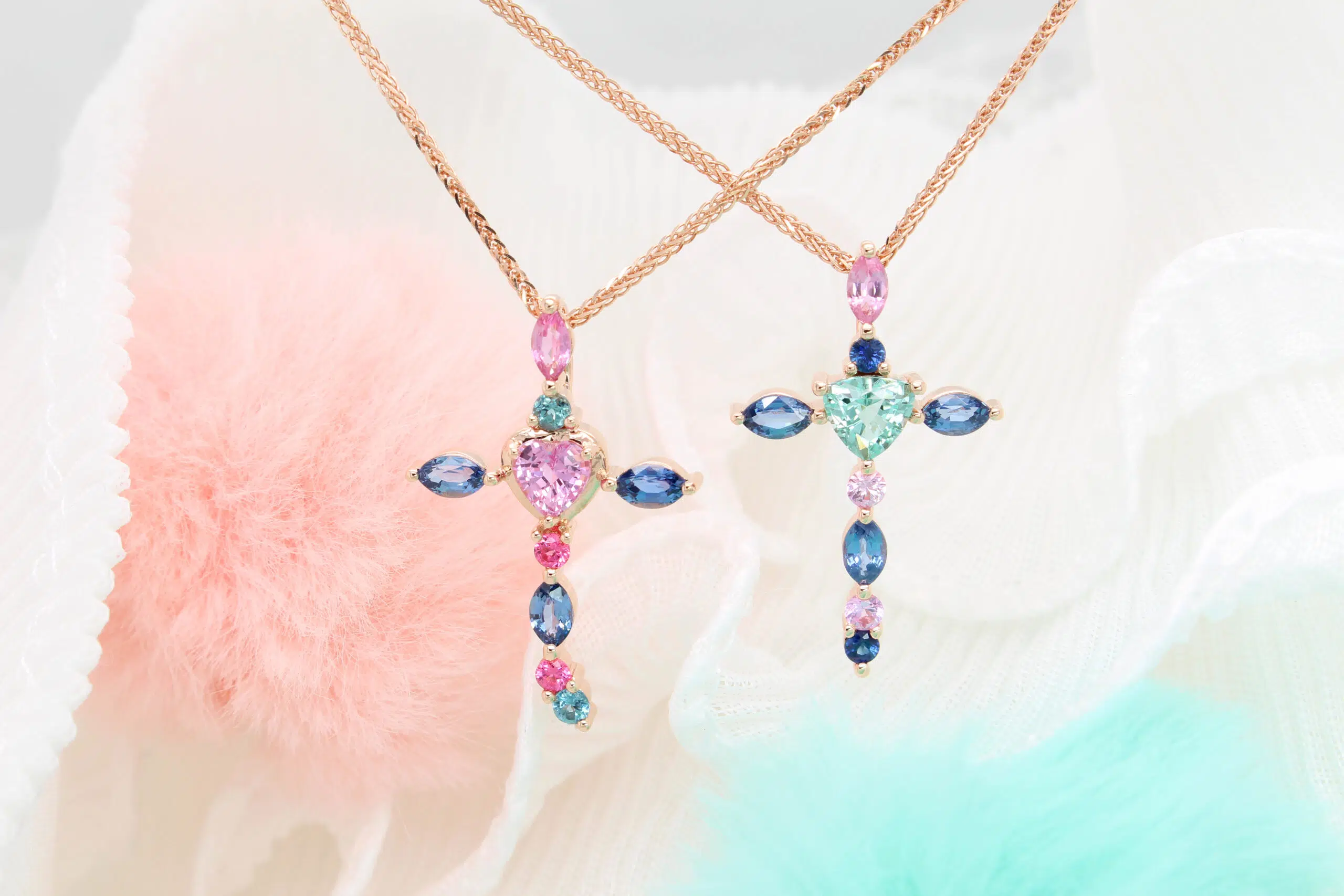 Birthstone Gem Cross Pendant - Personal Gemstone of their birthstones