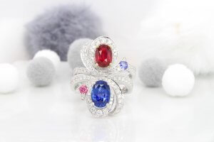 Ruby Sapphire Ring Ribbon Inspired Fine Jewellery