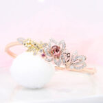 Padparadscha Sapphire Garden Flora Butterfly Bee Inspired Bangle in Rosegold