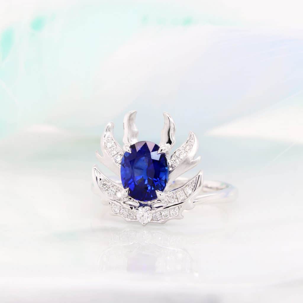 Personalized Engagement Ring with Blue Sapphire 