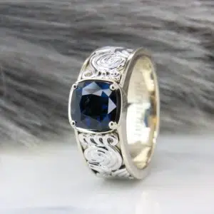 Modern Men's Ring Custom Design with Gemstone Stackable Wedding Rings in Singapore